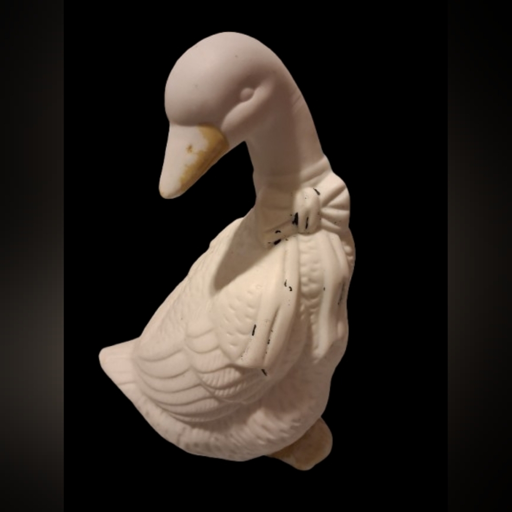 Vintage Porclien ceramic goose figurine, a popular home decor, Ready For Paint.